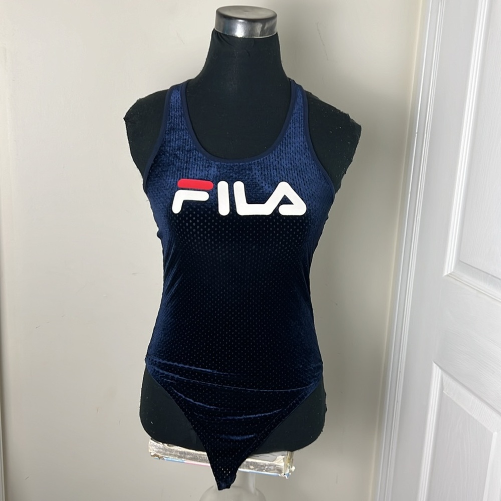 Fila Signature Valour Lupita Velvet Bodysuit Size Small